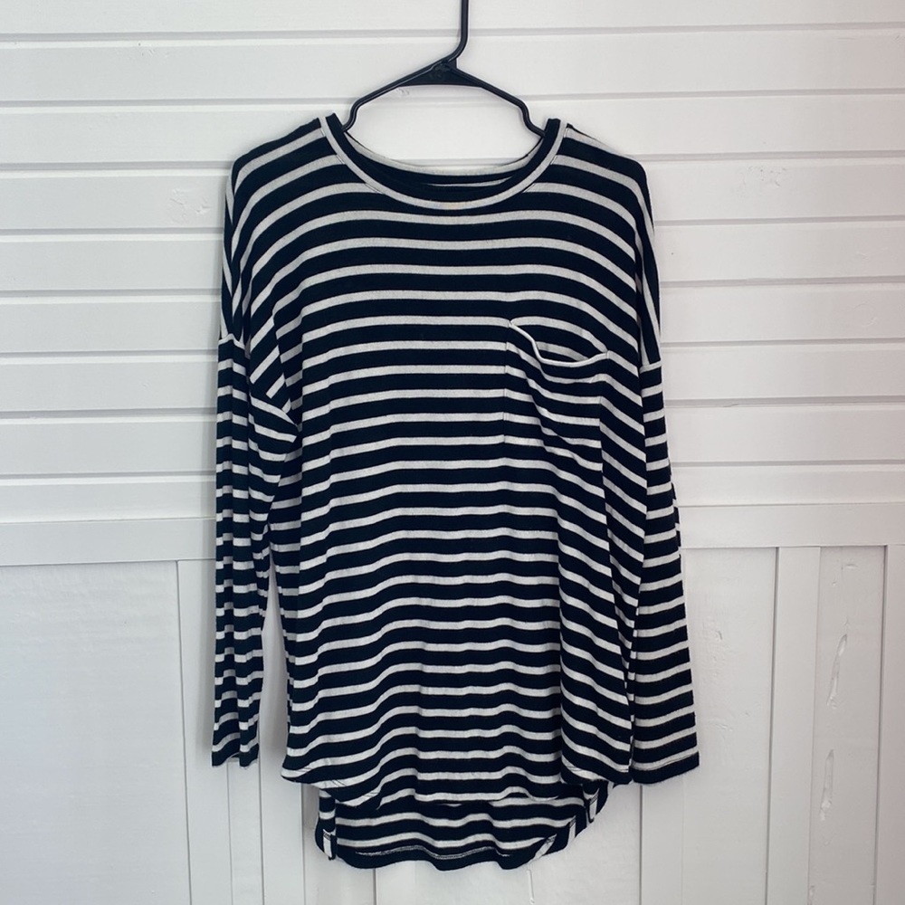 Old Navy Black & White Striped Oversized Long Sleeve Tunic Shirt Women’s Small